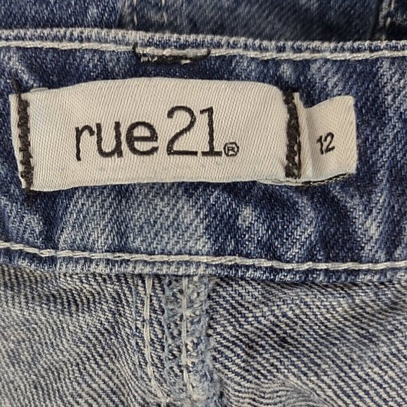 Rue 21 100% Cotton Blue Diamond Check Denim Capri Jeans Pants 5 Pocket Size 12 - Picture 9 of 10